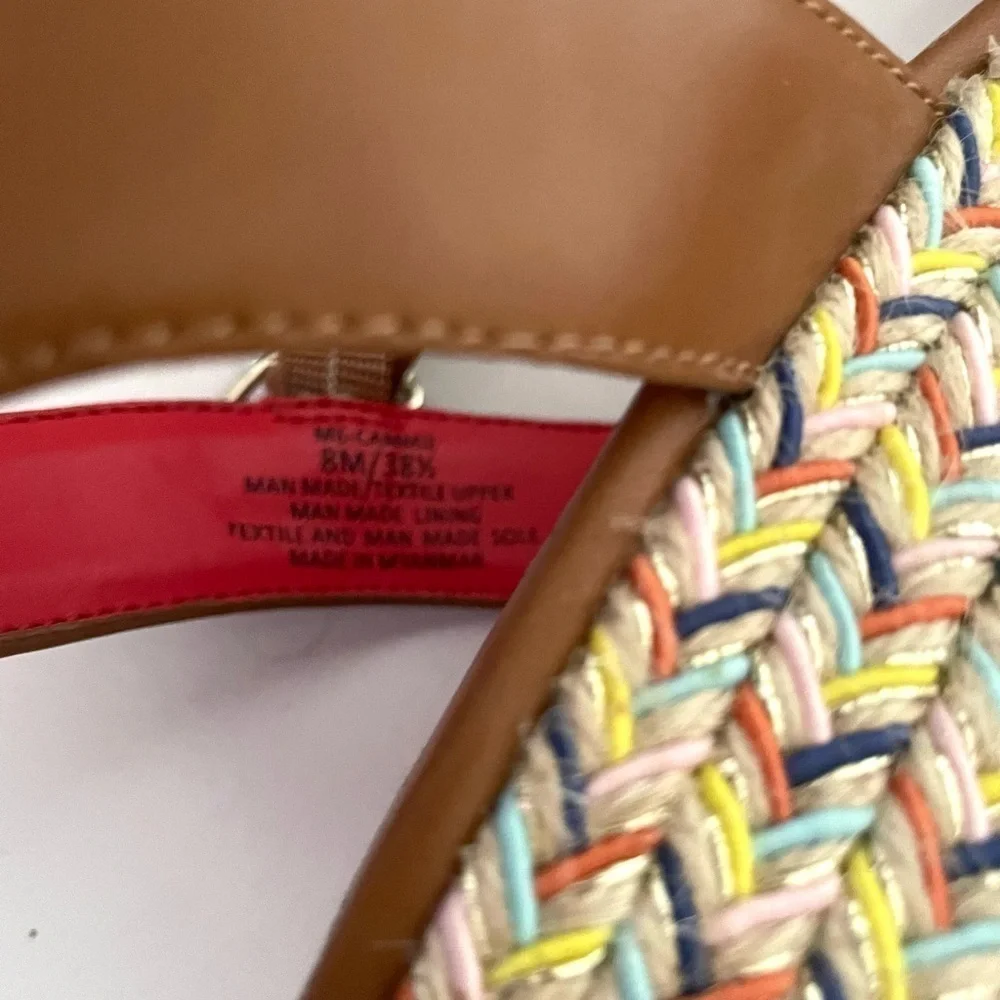 MIX NO. 6 Cammie multicolor open toe wedge platform sandal espadrille size 8